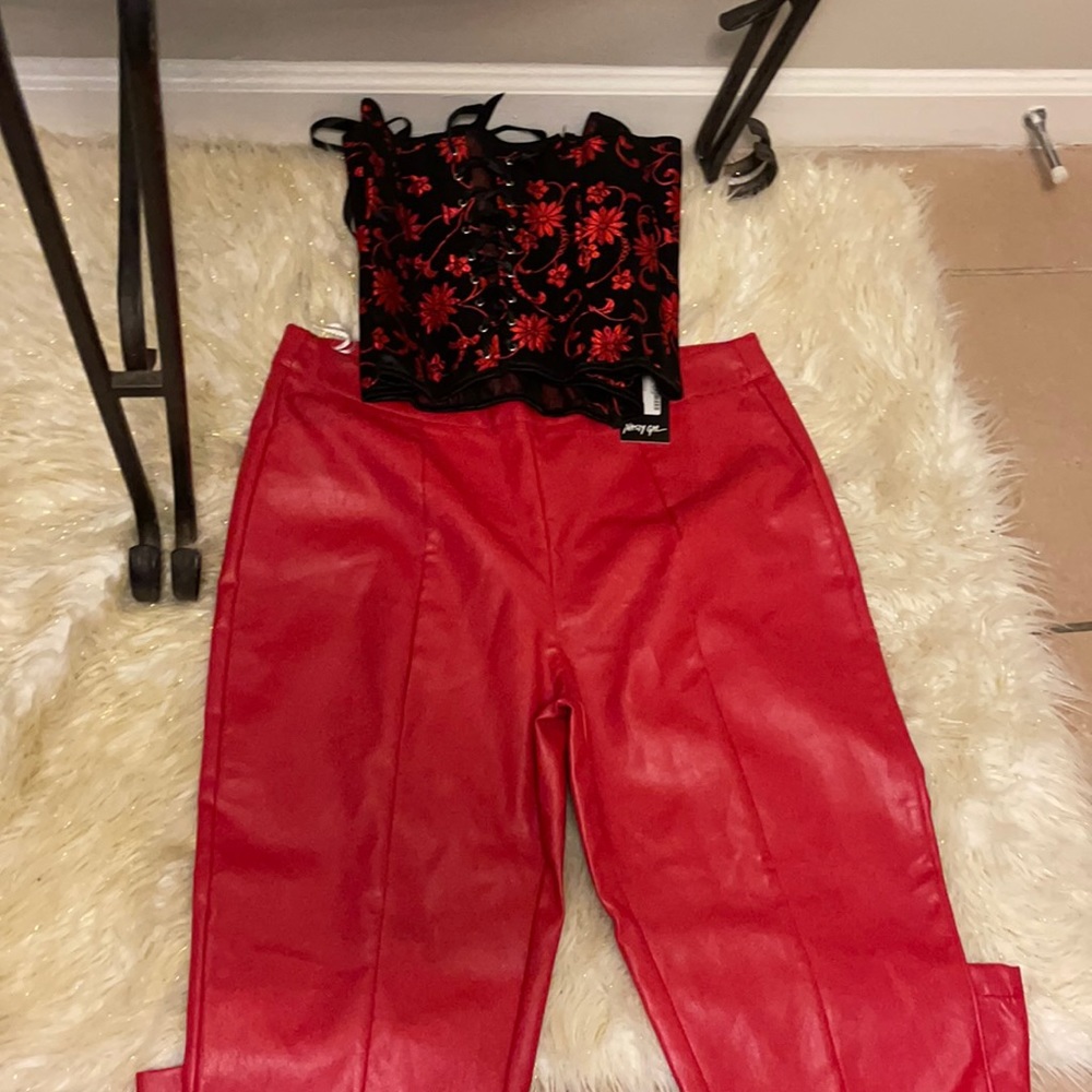 Vegan Leather Red Pants